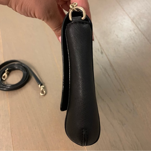 Kate Spade Black Leather Purse with Gold Chain & Black Leather Crossbody Strap - Picture 7 of 16